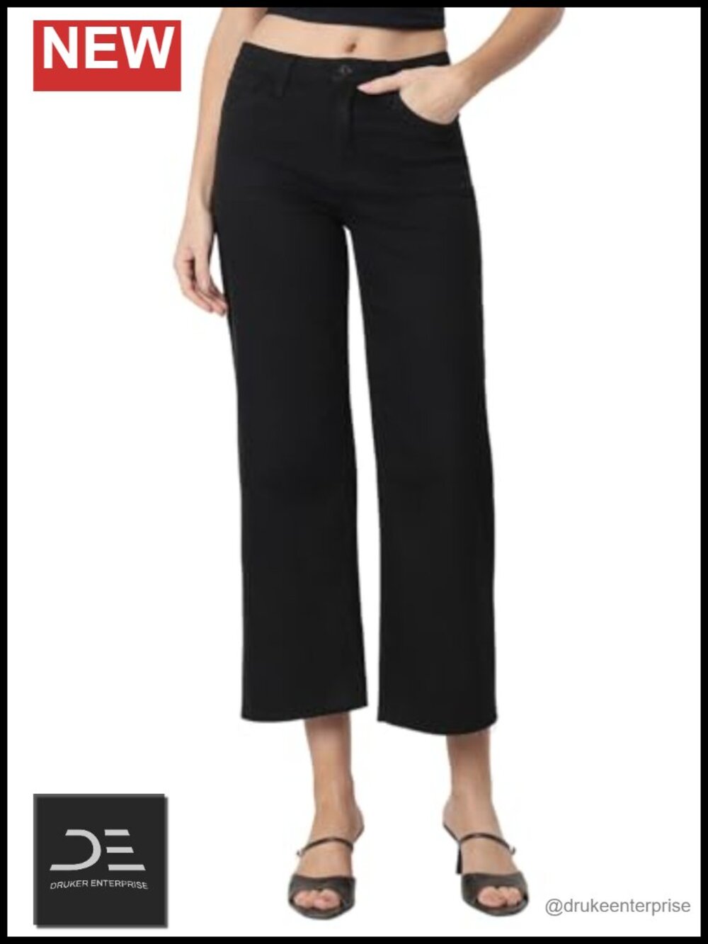 High-Rise Cropped Flare Wide Leg Jeans with Raw Frayed Hem